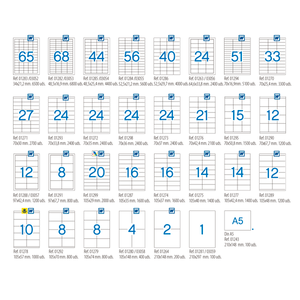 Etiquetas autoadhesivas Apli 500 A4 escolar