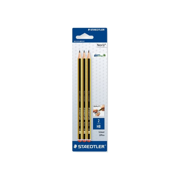 Blíster 3 llapis Staedtler Noris Nº 2 HB