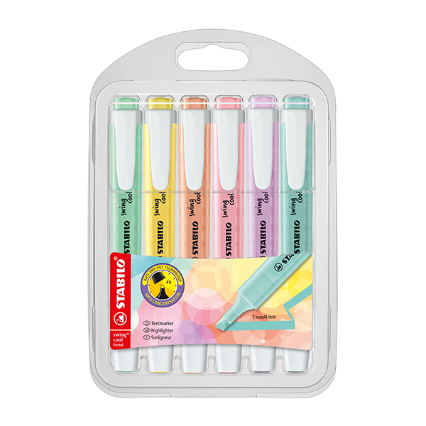 mayor Dólar Diálogo Estuche marcadores fluorescentes Stabilo Swing Cool color pastel - Material  escolar