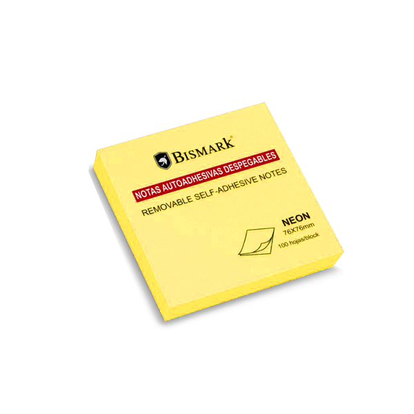 Notes de posar i treure Bismark neó 76x76 mm Groc