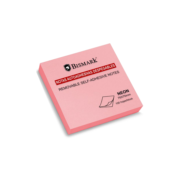 Notes de posar i treure Bismark neó 76x76 mm Rosa