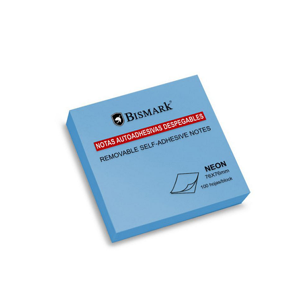 Notes de posar i treure Bismark neó 76x76 mm Blau
