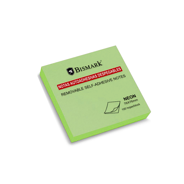 Notes de posar i treure Bismark neó 76x76 mm Verd