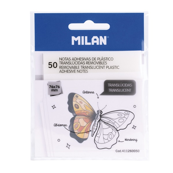 Bloc 50 notes de posar i treure translúcides amovibles 76x76 mm Incolora