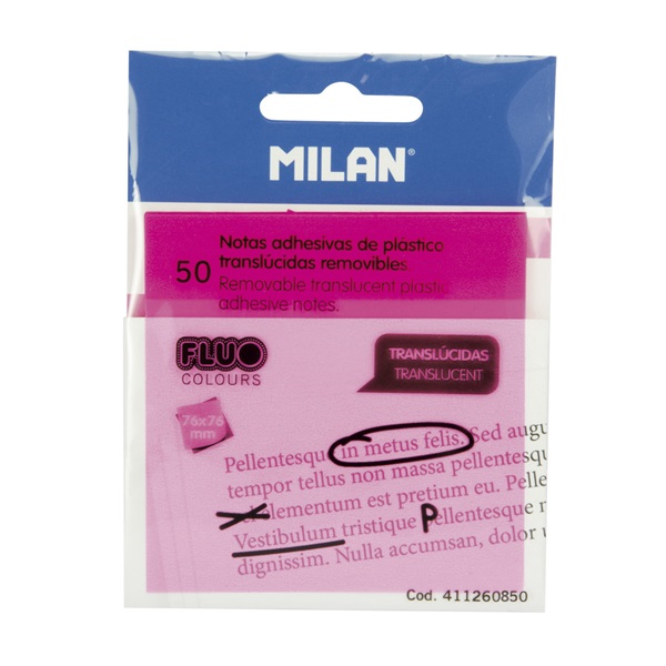Bloc 50 notes de posar i treure translúcides amovibles 76x76 mm Rosa