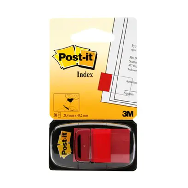 Banderetes Post-it index 25,4x43,2 mm Vermell