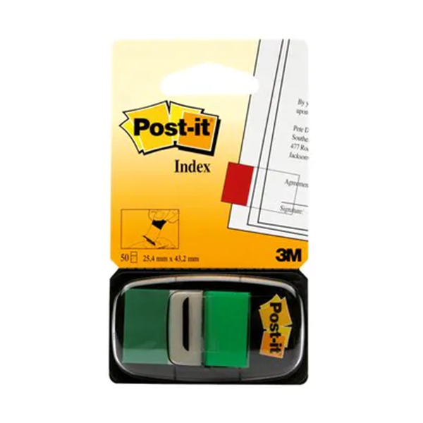Banderetes Post-it index 25,4x43,2 mm Verd