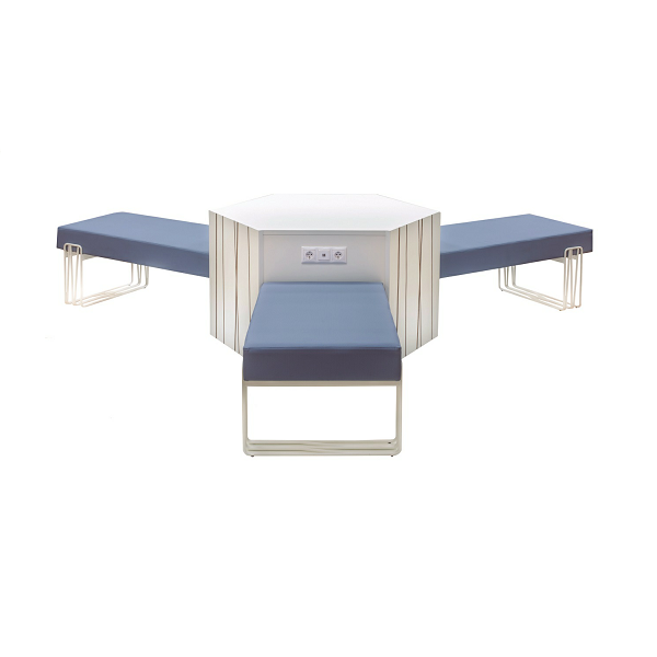 Banc triple BABILON blanc decorat