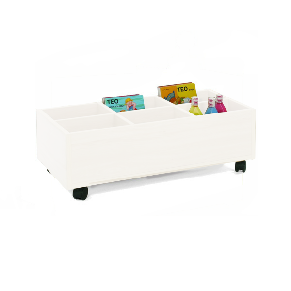 Carro librería infantil bajo blanco