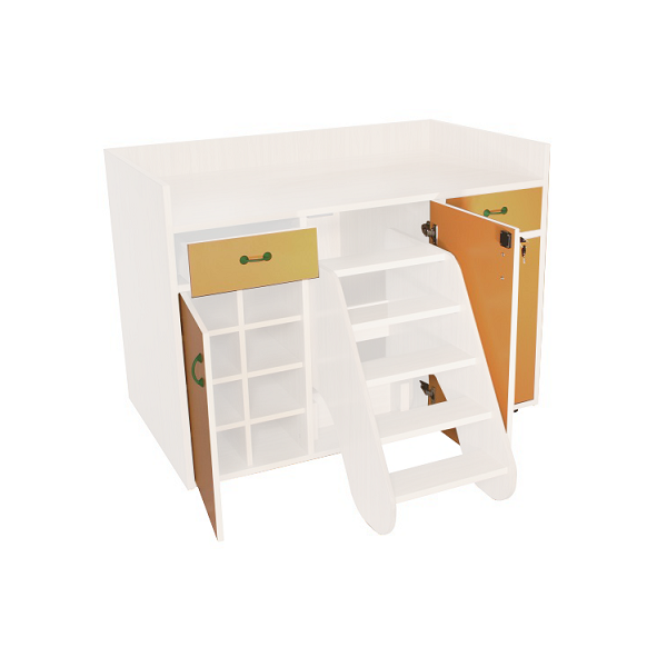 Mueble cambiador escalera 3 puertas blanco