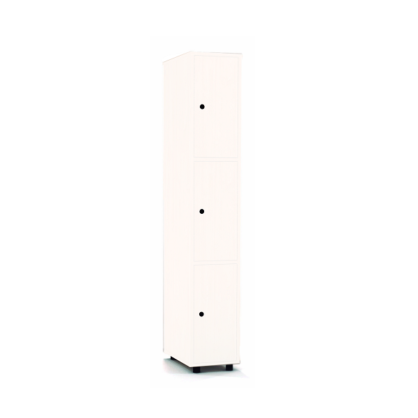 Taquilla blanca 3 puertas 1 columna 30 cm