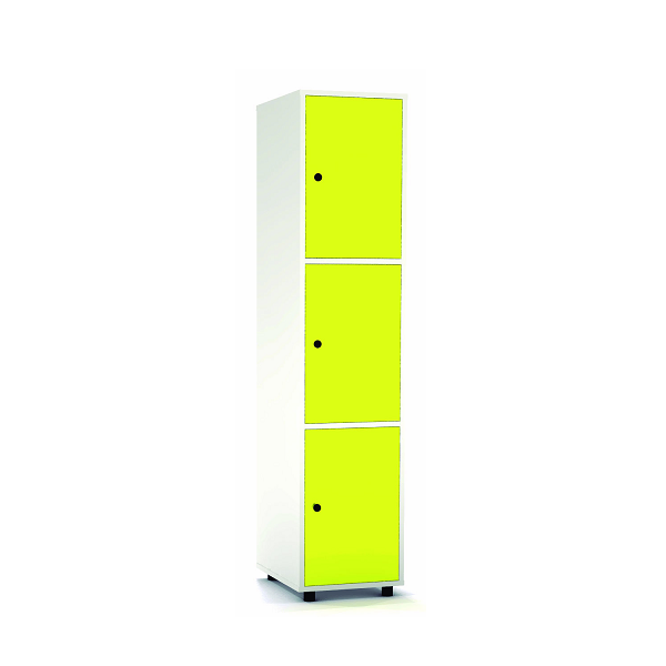 Taquilla blanca 3 puertas 1 columna 40 cm