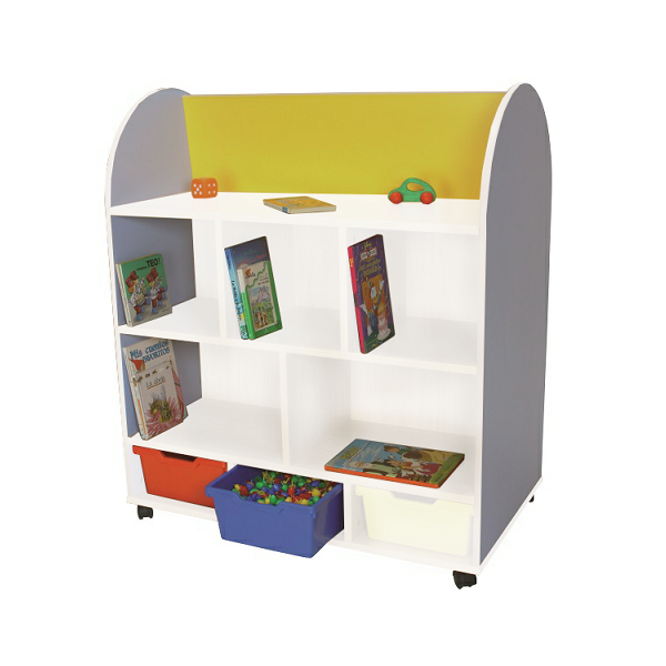 Moble expositor llibres blanc ovalat 2 cares