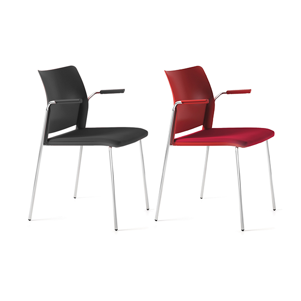 Silla ALPHA 605 brazos polipropileno patas cromadas tapizada