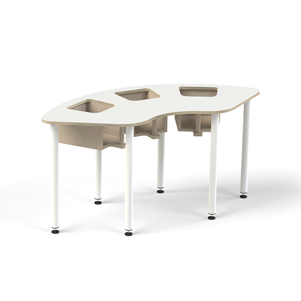 Taula trona 3 llocs MDF blanc o faig
