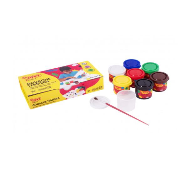 Estuche 7 botes + pincel témpera Jovi 35 ml