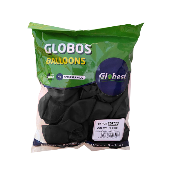 Bossa de 100 globus clàssics Negre