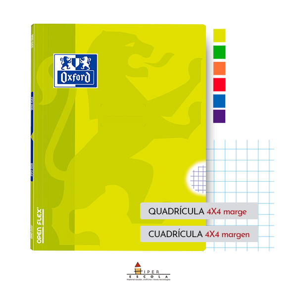 Multa Transporte foso Libreta grapada Oxford Openflex A4 cuadricula 4x4 - Material escolar