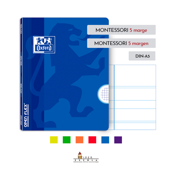 Llibreta Oxford Openflex A5+ 48 fulls pauta montessori 5 mm