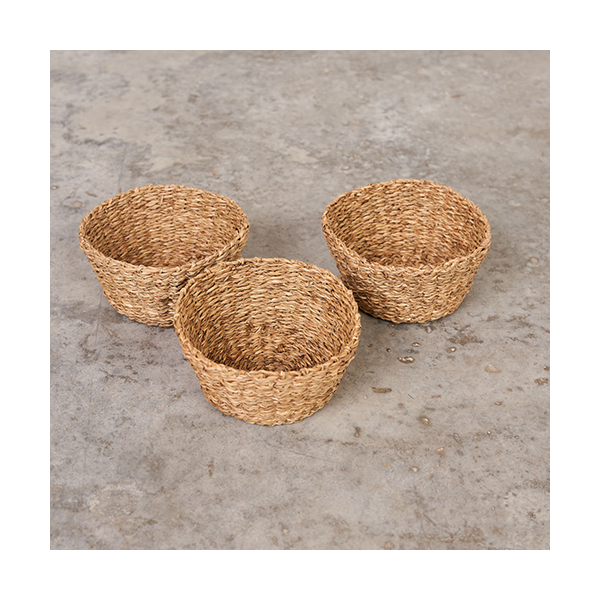 Lot 3 bols de jonc marí Ø16 cm.
