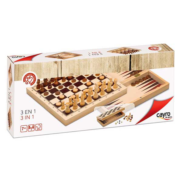 3 en 1 Ajedrez - Damas - Backgammon