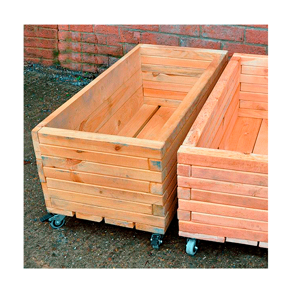 Lot de 2 jardineres rectangulars amb rodes