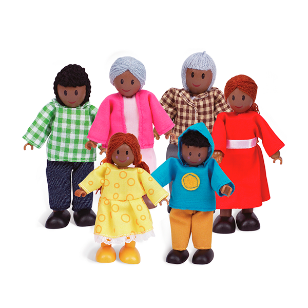 Família afroamericana per a casa de nines