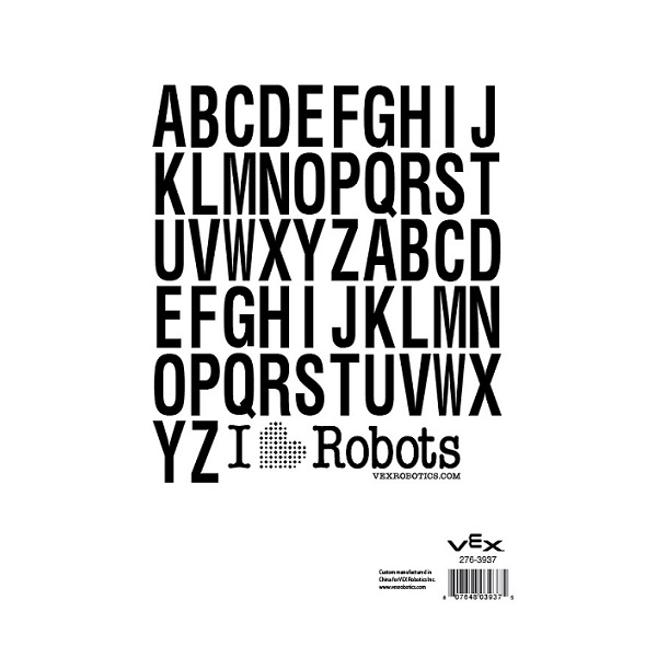 VEX EDR FULLA ALFABET ADHESIVA MATRÍCULA EQUIP