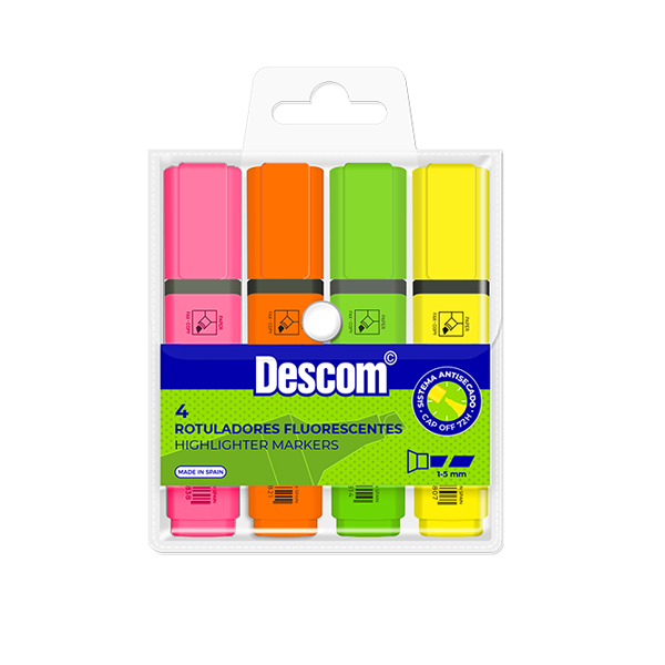 Estuche marcadores fluorescentes Descom - Material escolar