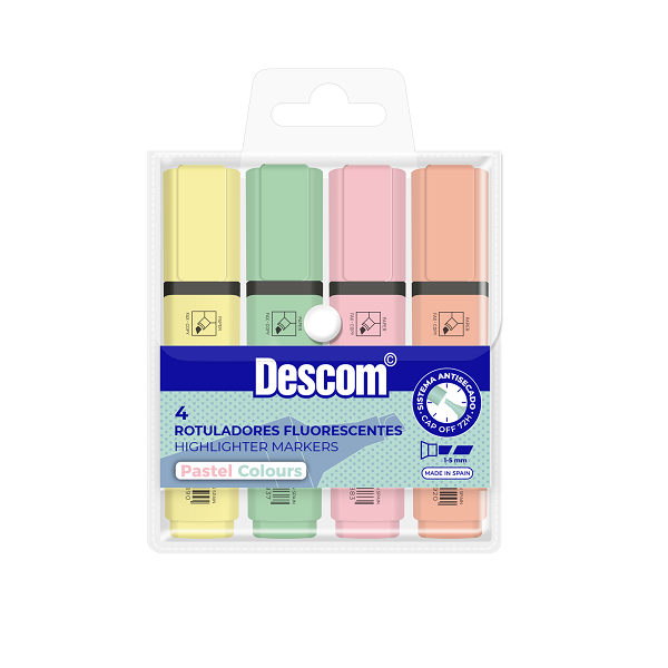Estuche marcadores fluorescentes pastel Descom