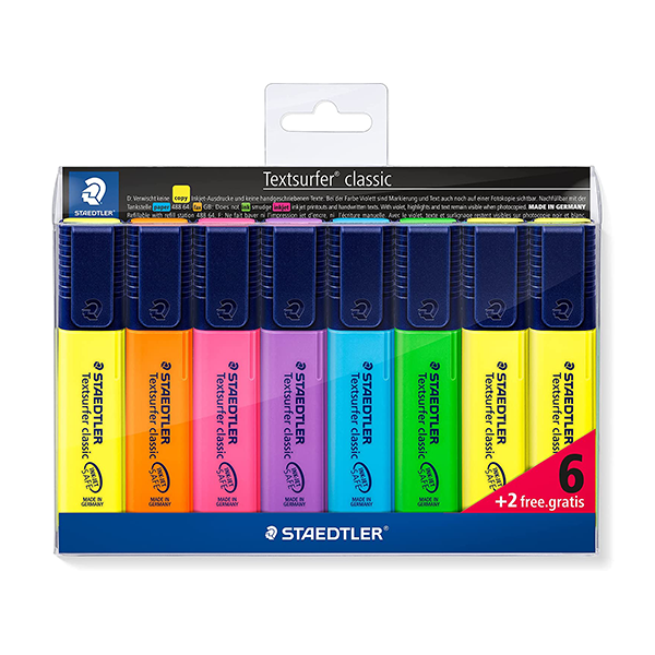 Estuche marcadores fluorescentes Staedtler Textsurfer 6+2 - Material escolar
