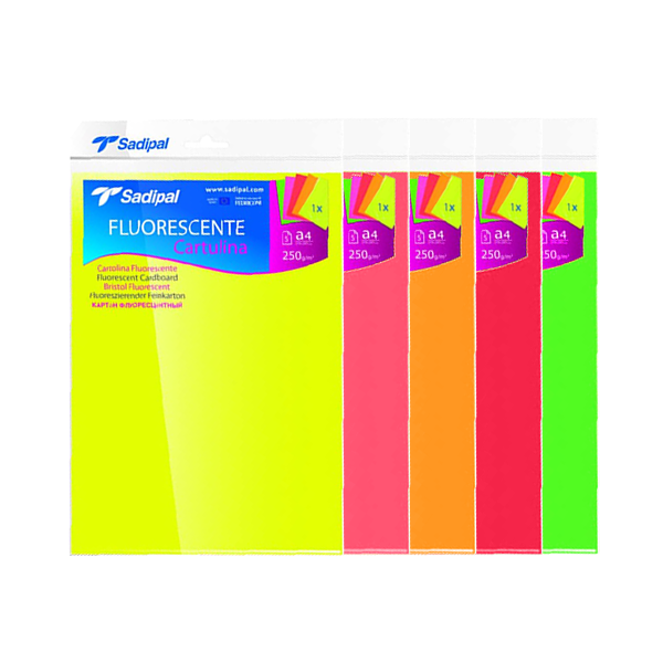 Cartulinas fluorescentes 50x65 cm paquete 5 unidades