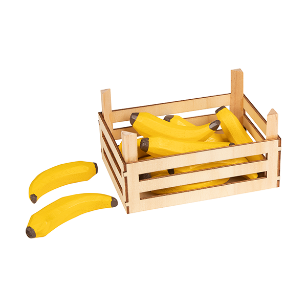 Bananes en caixa de fusta