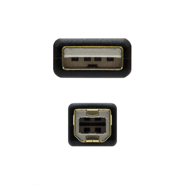 Cable USB 2.0 alta qualitat amb ferrita, tipus A/M-B/M, negre